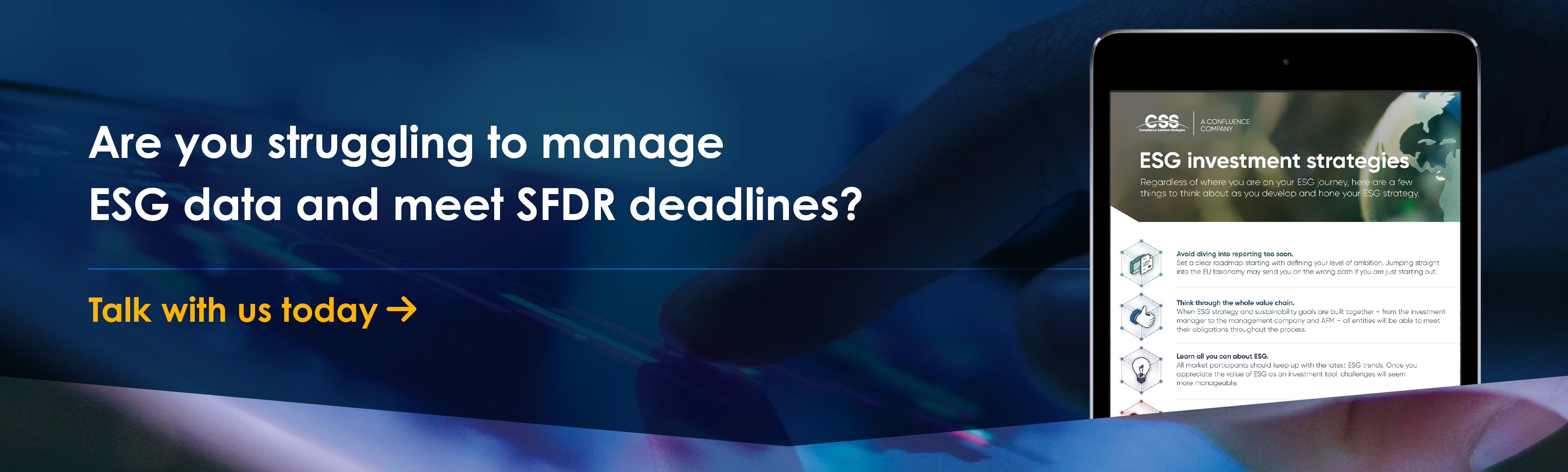 Are you struggling to manage ESG data and meet SFDR deadlines?